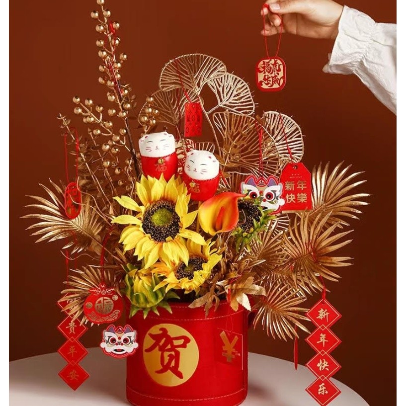1pc New Year/Wedding Handle Pull Flower Supplies Box Packaging Bow Knot Colorful Ribbon蝴蝶结手拉花(2750L) - Image 3