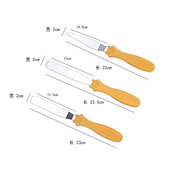 3 Pieces Stainless Steel Butter Cake Cream Knife Spatula Baking Tool Pastry Spatula Sets (2372L) - Image 4