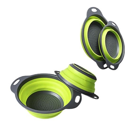 2pcs/set Round Water Filter Basket Telescopic Collapsible Folding Fruit (2449L) - Image 5