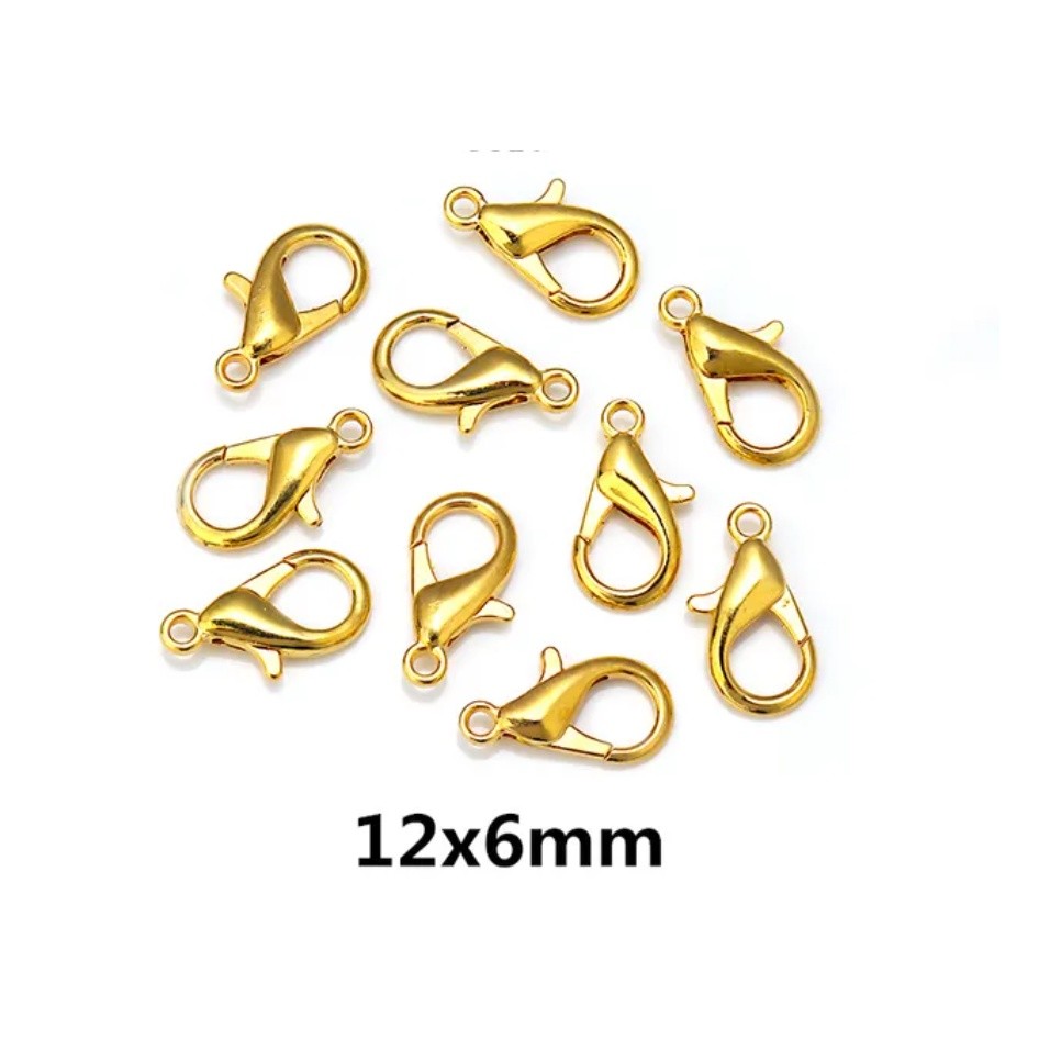 10pcs 12mm Gold Plated Lobster Clasps Spring Clasps End Tip Covers Crimp Beads Covers Wire Protectors 项链手链搭龙虾扣(2507L) - Image 7