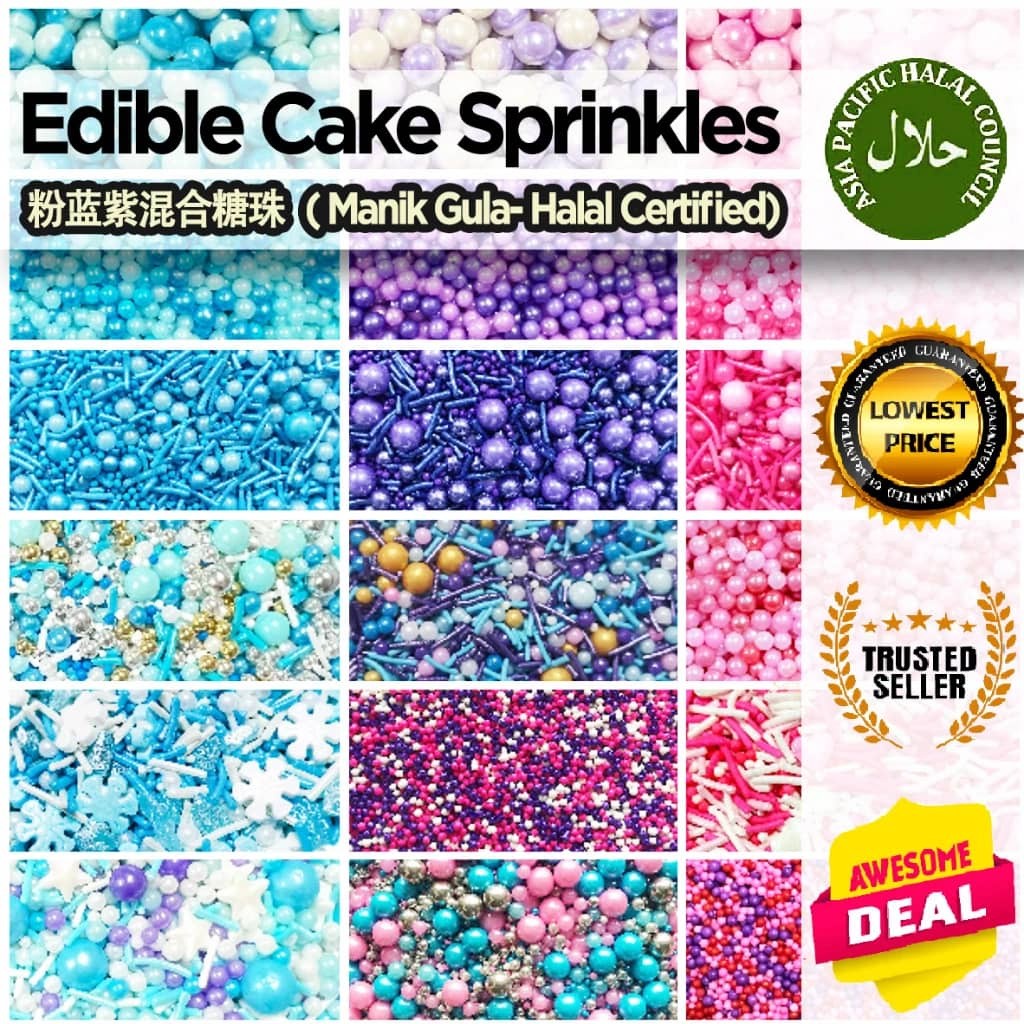 20g Wholesales Price Sprinkles Cake Decoration Halal Certified Gula Manik Kek Murah Cake Topping Sprinkle食用烘焙蛋糕糖珠(2620L)