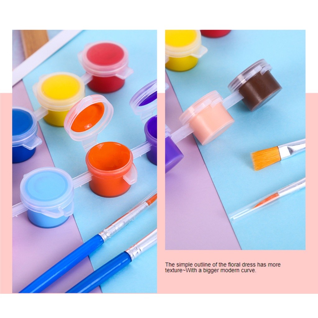 6 Conjoined 12-color Acrylic Paint Set Student Art Hand Graffiti Diy Gypsum Ceramic Art Material Painting丙烯颜料条(2416L) - Image 3