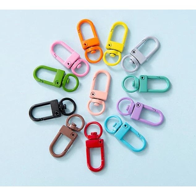 1pc Metal Lobster Clasp Hook Keyring Colored Rotating Keychain Buckle For DIY Jewelry Making Key Ring U型门扣旋转钥匙扣挂件(2499L) - Image 3