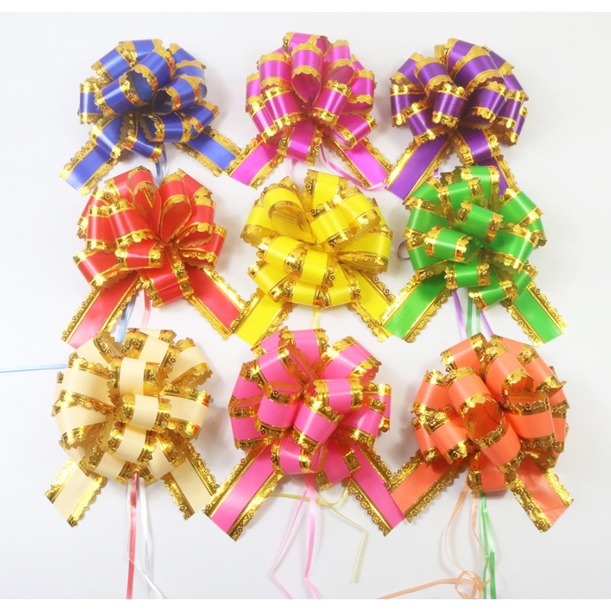1pc Large matte lace hand bow pull flower wedding car decoration flowers fruit gift Packaging Materials波浪纹立体球花(2767L) - Image 2