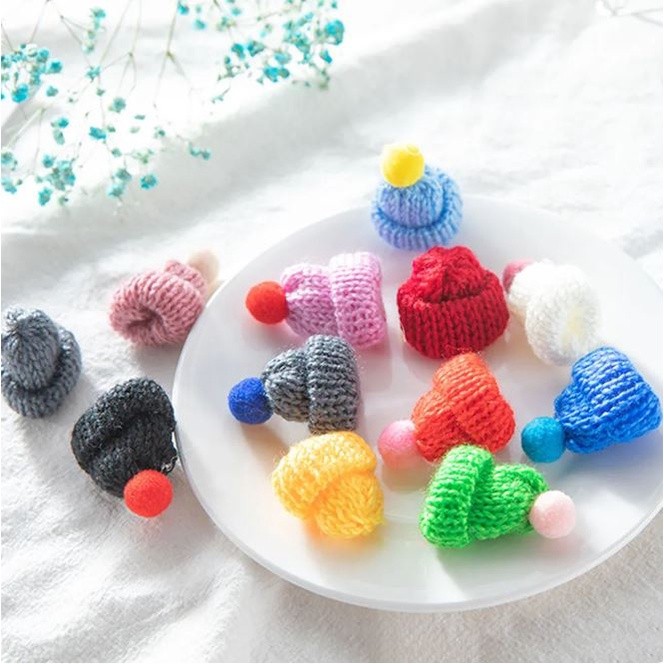 Hat Mini Christmas Hats Santa Diy Knitting Crochet Bottle Knit Decor Plush Tiny Wool Crafts Cap Snowman Yarn(2466L)