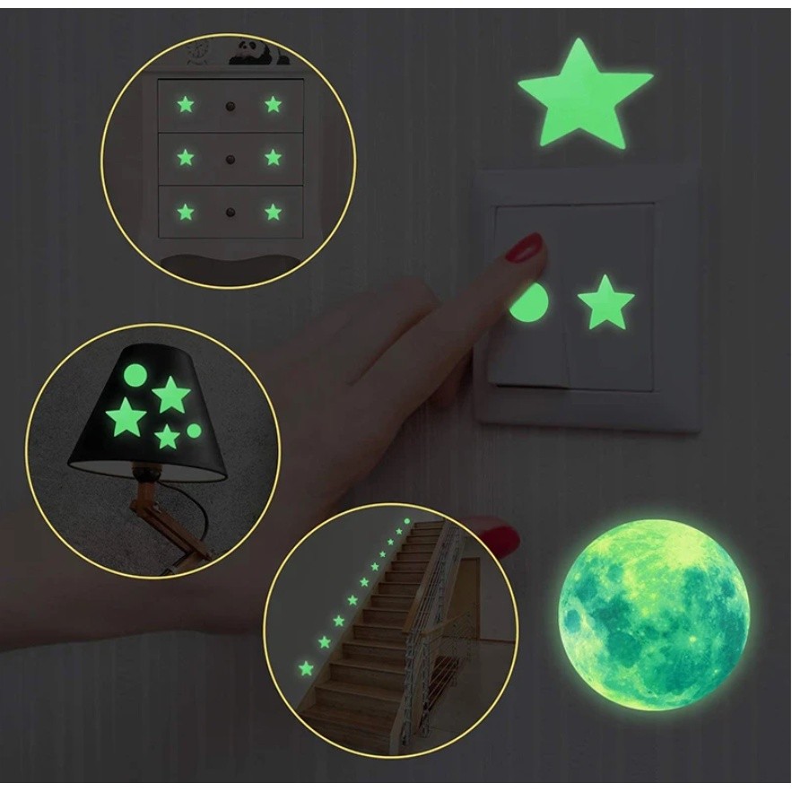 100 Pcs Glow In The Dark Luminous Stars Fluorescent Noctilucent Plastic Wall Sticker Kids 星星夜光贴片(2506L) - Image 6