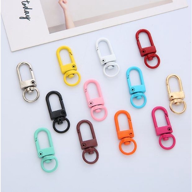 1pc Metal Lobster Clasp Hook Keyring Colored Rotating Keychain Buckle For DIY Jewelry Making Key Ring U型门扣旋转钥匙扣挂件(2499L)