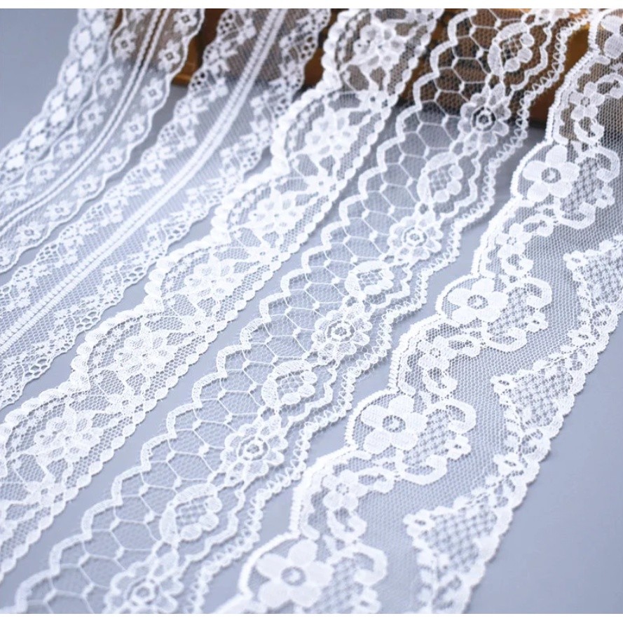 1yard White Lace Ribbon Tape Width 27MM Trim Fabric DIY Embroidered Cord For Sewing Decoration 蕾丝小花花边(2756L) - Image 2