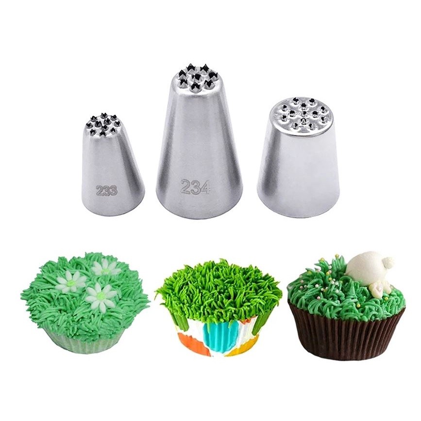 3Pc Stainless steel cream decoration mouth Small grass shape cream nozzle Baking tools Grass Cream Icing Decor(2453L) - Image 2