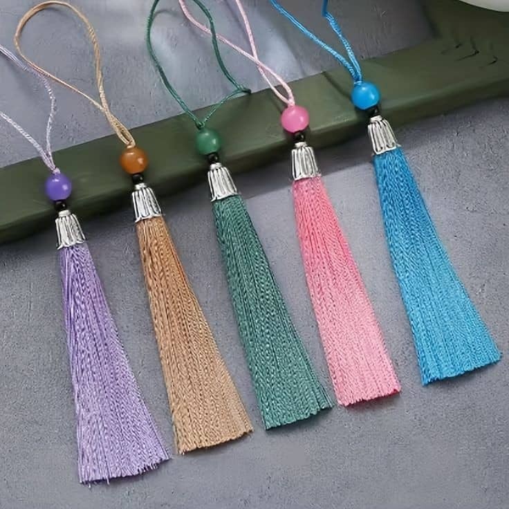 Bookmark Tassel Hanging Tassel with Silver Cap Colored Beads High Quality Beauty Decoration DIY Jewelry Craft (2730L) - Image 3