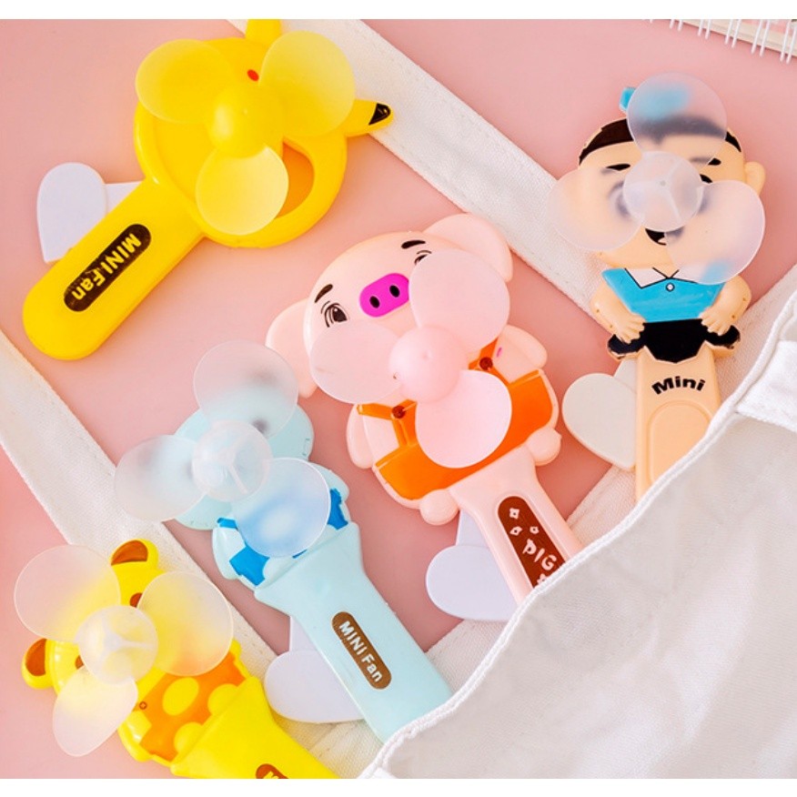 1pc Mini Portable Fan Child Portable Hand Pressure Fan Cute Creative Cartoon Small Fan with Protective Cover手压小风扇(2389L) - Image 5