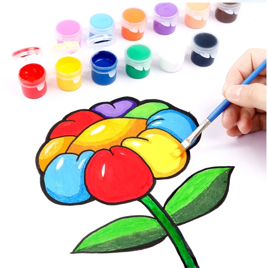 6 Conjoined 12-color Acrylic Paint Set Student Art Hand Graffiti Diy Gypsum Ceramic Art Material Painting丙烯颜料条(2416L) - Image 5