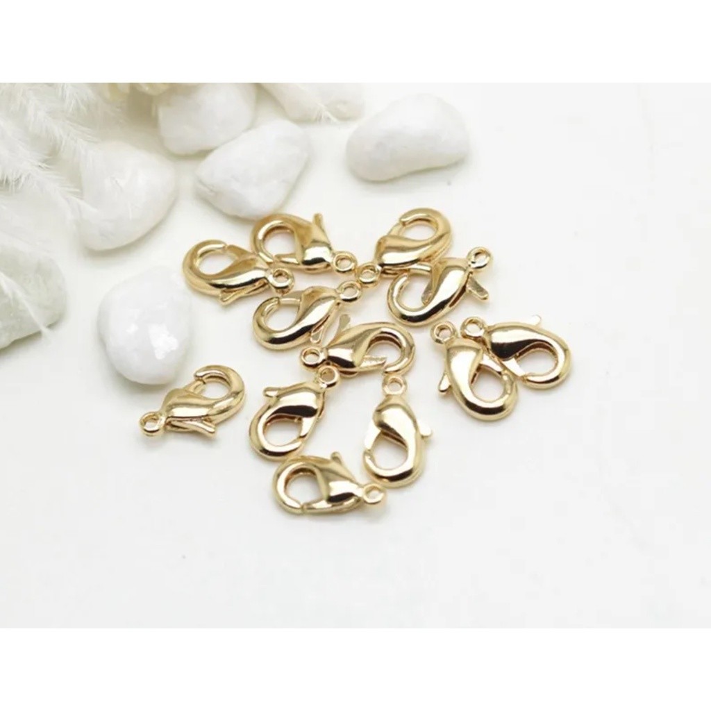 10pcs 12mm Gold Plated Lobster Clasps Spring Clasps End Tip Covers Crimp Beads Covers Wire Protectors 项链手链搭龙虾扣(2507L) - Image 9
