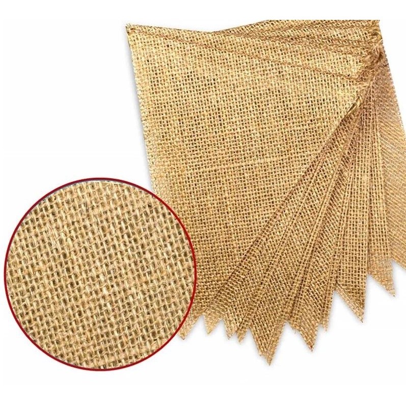 2.8M 13 Flags Vintage Jute Hessian Burlap Bunting Banner Wedding party Photography Props Celebration Party Decor(2497L) - Image 5