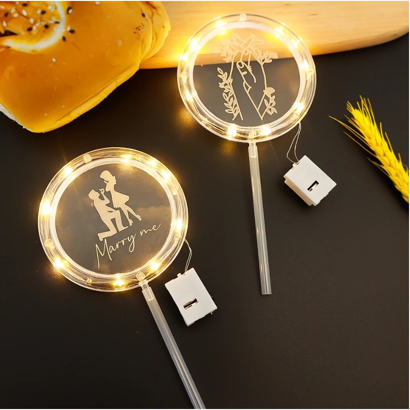 New LED Night Light Flashing Happy Birthday Cake Topper Luminous Rose for Valentine Day Wedding 带灯发光蛋糕装饰(2589L) - Image 7