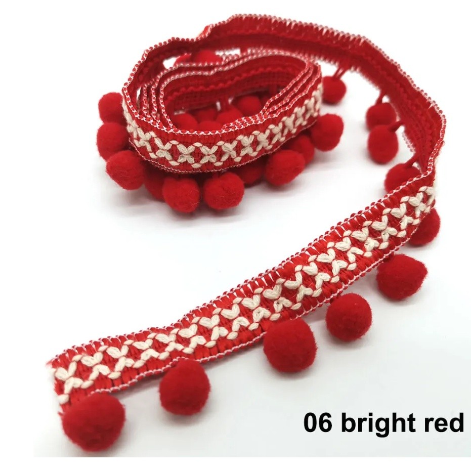 1yard Pom Pom Trim Lace Fabric Sewing Accessories Pompons Trim tassel Ball Fringes Ribbon Sewing Lace 彩色毛球花边(2671L) - Image 8