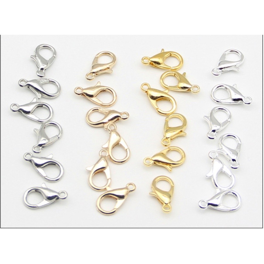 10pcs 12mm Gold Plated Lobster Clasps Spring Clasps End Tip Covers Crimp Beads Covers Wire Protectors 项链手链搭龙虾扣(2507L) - Image 4