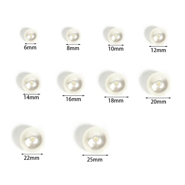 4mm-18mm Half Hole White Beige ABS Imitation Pearl Beads for Jewelry Making End Charms Beads DIY Earring 高亮半孔珍珠(2519L) - Image 6