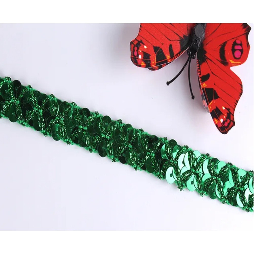 1yard 15mm Sequin Ribbon Lace Trimming Fabric Clother For Dress Clothes Headdress Bridal DIY Craft Sewing 亮片花边(2760L) - Image 7