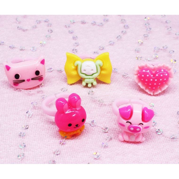 2pcs/Lot Children's Cartoon Rings Mixed Matte Jelly Color Finger Ring Kid Baby Girl Resin Jewelry Party Gift (2467L) - Image 6