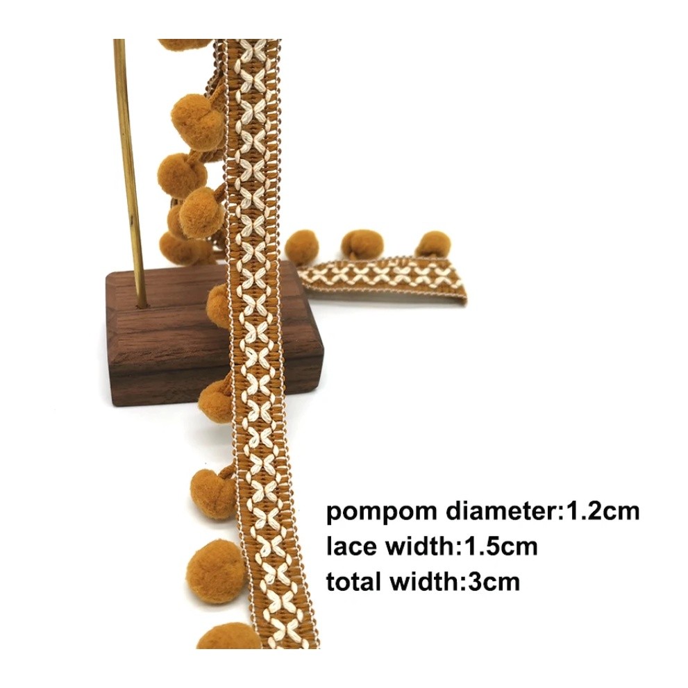 1yard Pom Pom Trim Lace Fabric Sewing Accessories Pompons Trim tassel Ball Fringes Ribbon Sewing Lace 彩色毛球花边(2671L) - Image 4