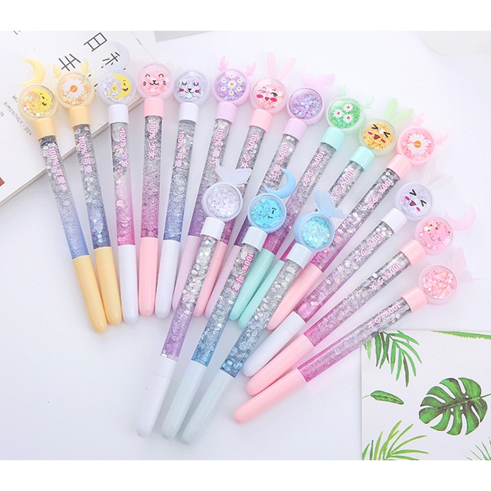 Kawaii Liquid Quicksand Gel Pen Neutral Pen Sequins Decorate Signature Pen School Office Supply Stationery创意可爱笔(2354L) - Image 3