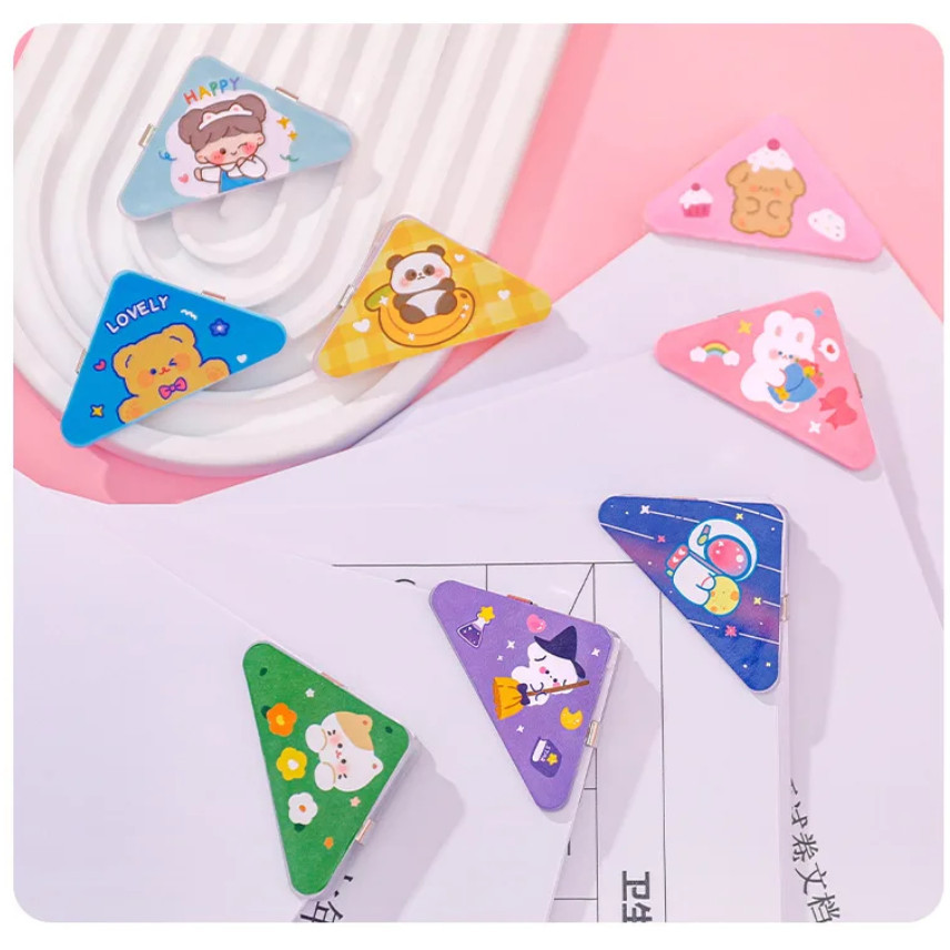 1pc Cute Mini Creative Storage Triangle Clip Bill File Book Paper Corner Binder Clip Office School Student 便签夹子(2783L) - Image 4