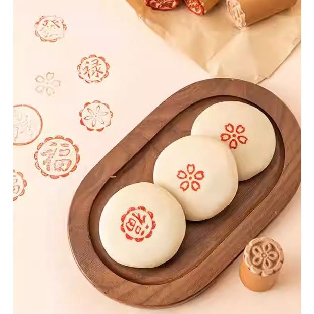 Wooden "XI" "FAI" "CAI"Flower”Mold Printing Tool Su-Style Fresh Meat Moon Cake Seal Steamed Bread Pasta Dessert (2355L) - Image 5