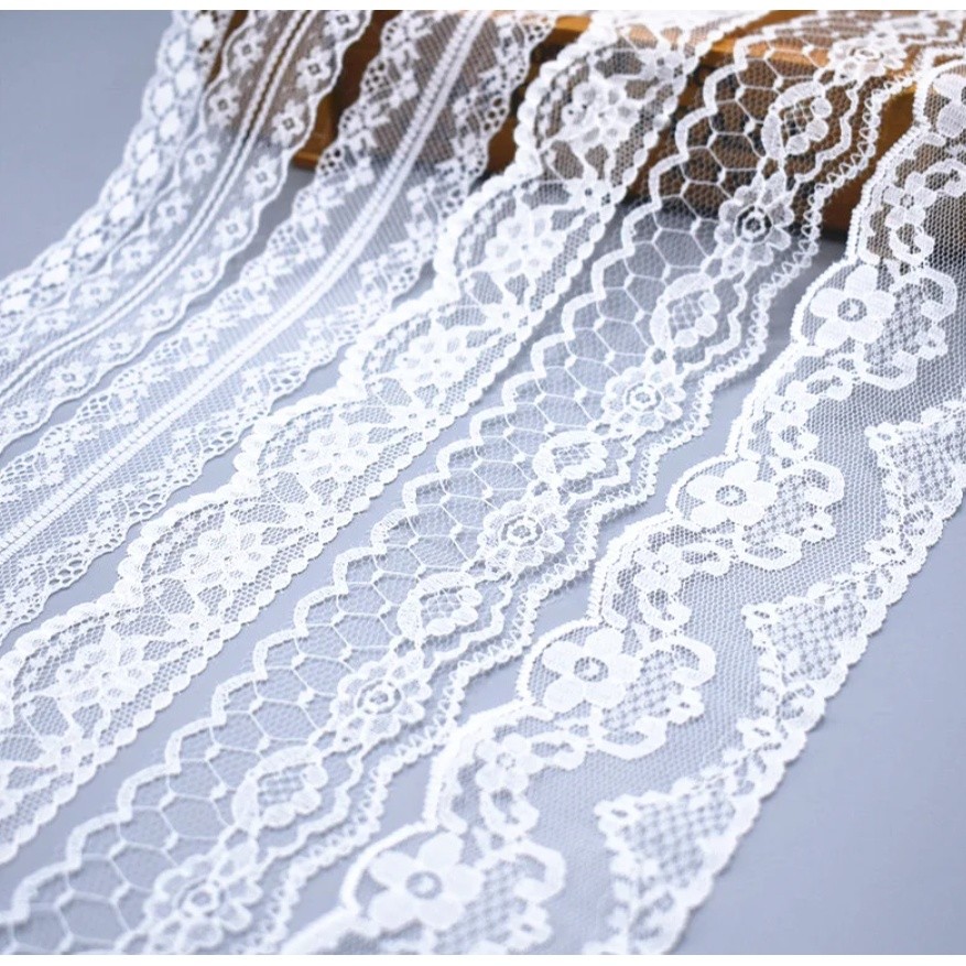 1yard White Lace Ribbon Tape Width 27MM Trim Fabric DIY Embroidered Cord For Sewing Decoration 蕾丝小花花边(2756L) - Image 3