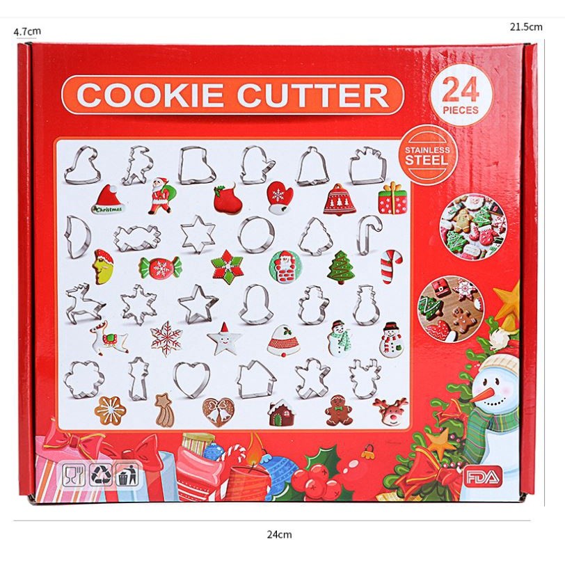 24pcs/set Gingerbread Cookie Cutter Stainless Steel Biscuit Mold Christmas Chocolate Cake Pastry Baking Tool(2375L) - Image 6
