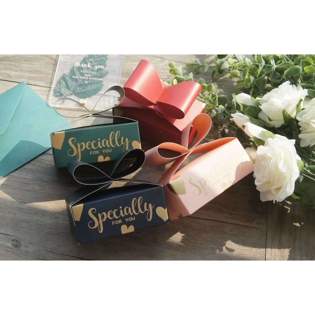 1pc Bow Paper Box As Soap Cookie Candy Little Gift Packaging Raya New Year Christmas Wedding曲奇饼干巧克力包装盒(2765L)