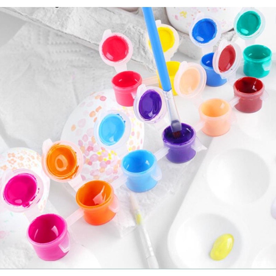6 Conjoined 12-color Acrylic Paint Set Student Art Hand Graffiti Diy Gypsum Ceramic Art Material Painting丙烯颜料条(2416L) - Image 6