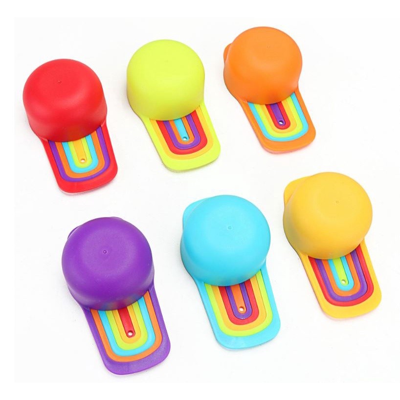 DIY Colored Plastic 6-piece Rainbow Measuring Cup and Spoon Set Combination with Scale Measuring Spoon Baking(2367L) - Image 5