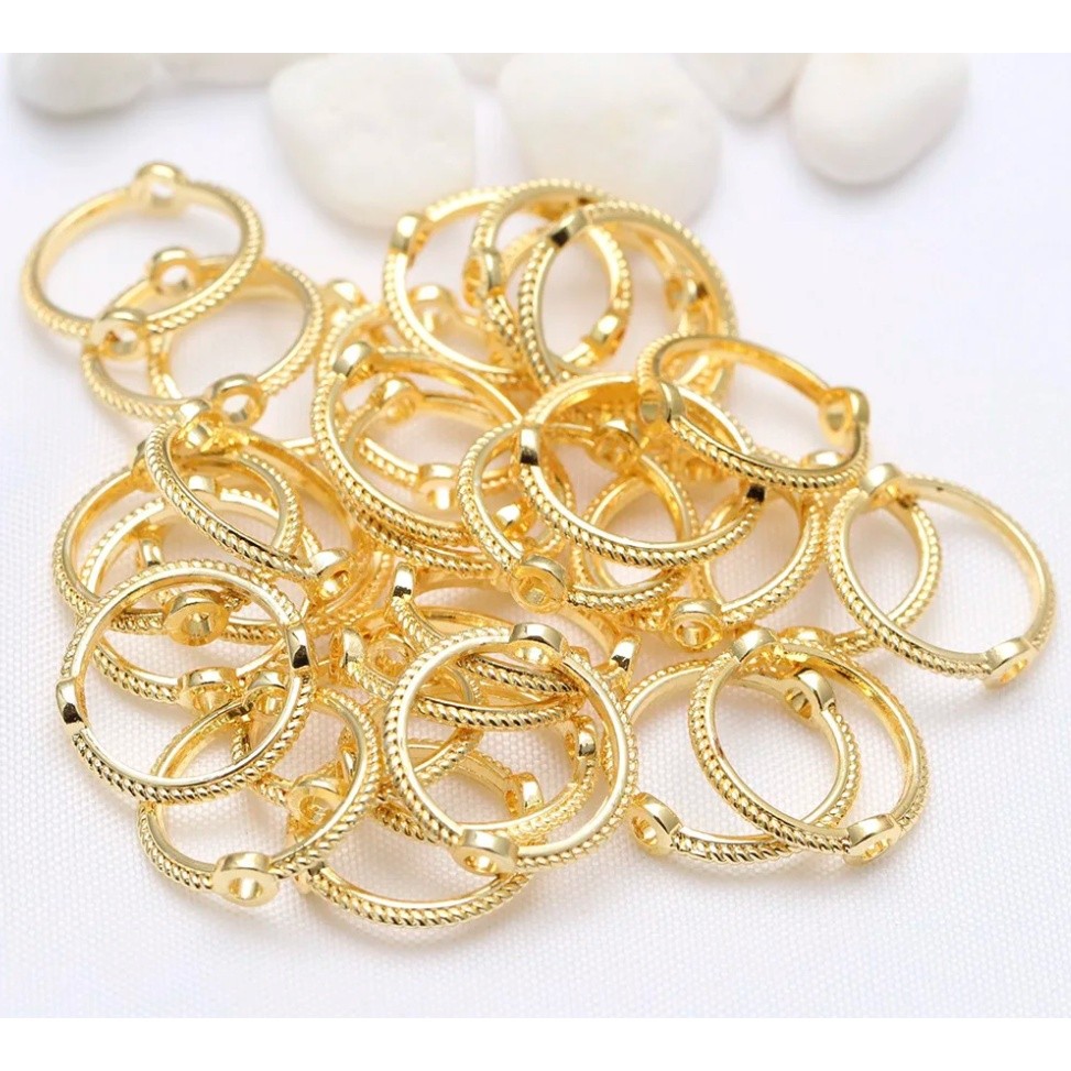 10pcs Copper Through Hole Bead Circle Double Hole Round Spacer Bead Ring Circle Frame For Diy Bracelet合金麻花串珠圈(2555L) - Image 5