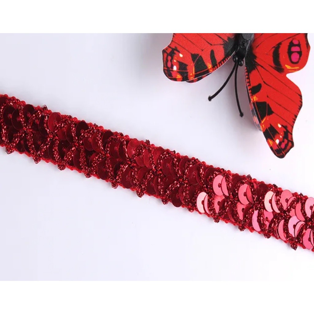 1yard 15mm Sequin Ribbon Lace Trimming Fabric Clother For Dress Clothes Headdress Bridal DIY Craft Sewing 亮片花边(2760L) - Image 9