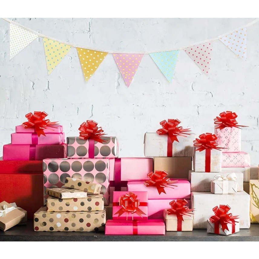 1pc Plastic Pull Bows for Gift Present Wrapping Christmas Bows for DIY Craft Box Baskets Decorations 立体球花手拉花(2769L) - Image 3