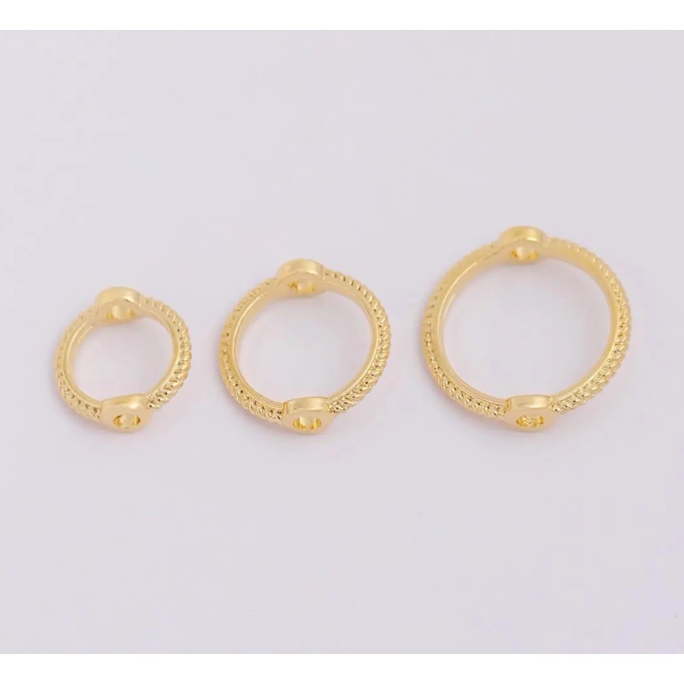 10pcs Copper Through Hole Bead Circle Double Hole Round Spacer Bead Ring Circle Frame For Diy Bracelet合金麻花串珠圈(2555L) - Image 3
