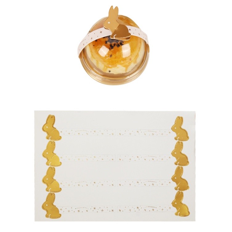 1sheet for Mooncake Rabbit Seal Stickers Egg Yolk Crisp Packaging Box Sticker Rabbit Paper Card 烫金兔子对卡贴纸封口贴(2402L) - Image 10