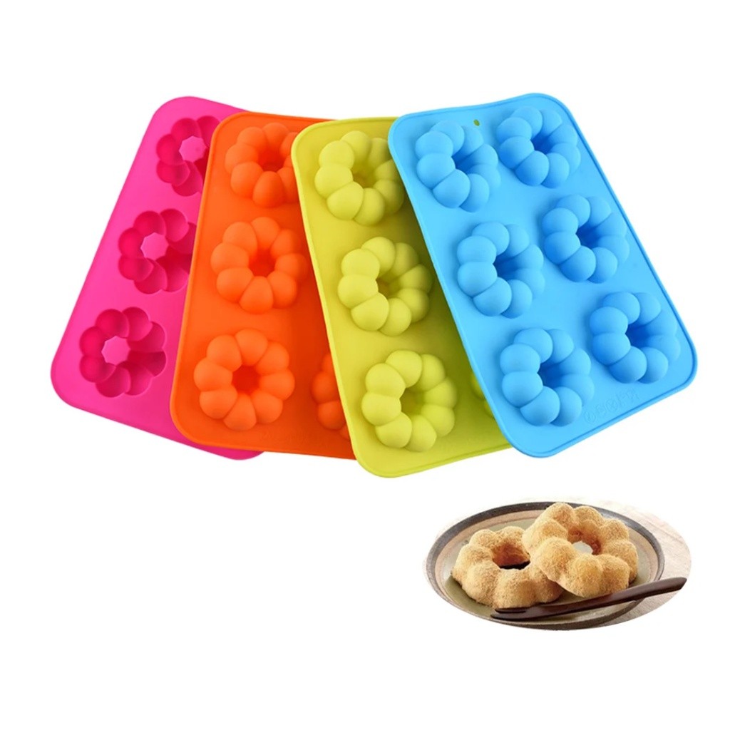 6 Holes Donut Silicone Mold Baking Pan For Pastry Cake Form For Cupcake Muffin Mold Pumpkin shape Donuts 甜甜圈模具(2775L)