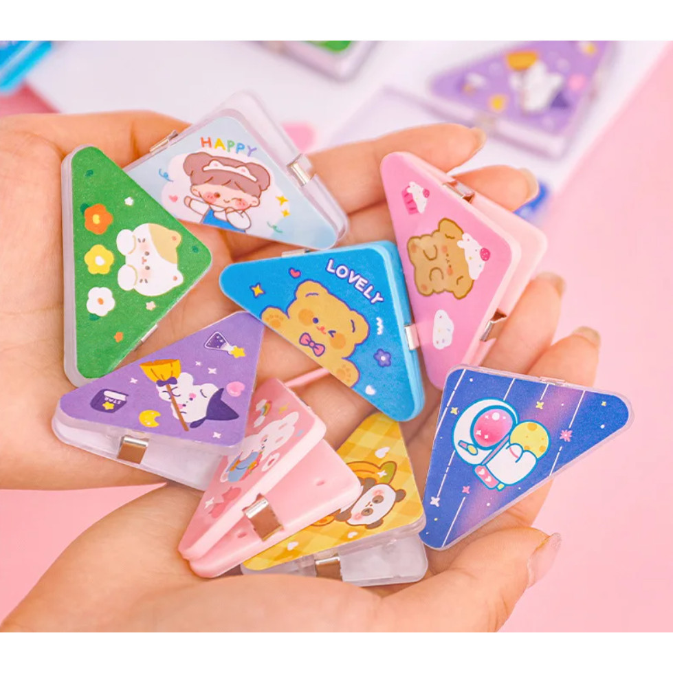 1pc Cute Mini Creative Storage Triangle Clip Bill File Book Paper Corner Binder Clip Office School Student 便签夹子(2783L) - Image 2