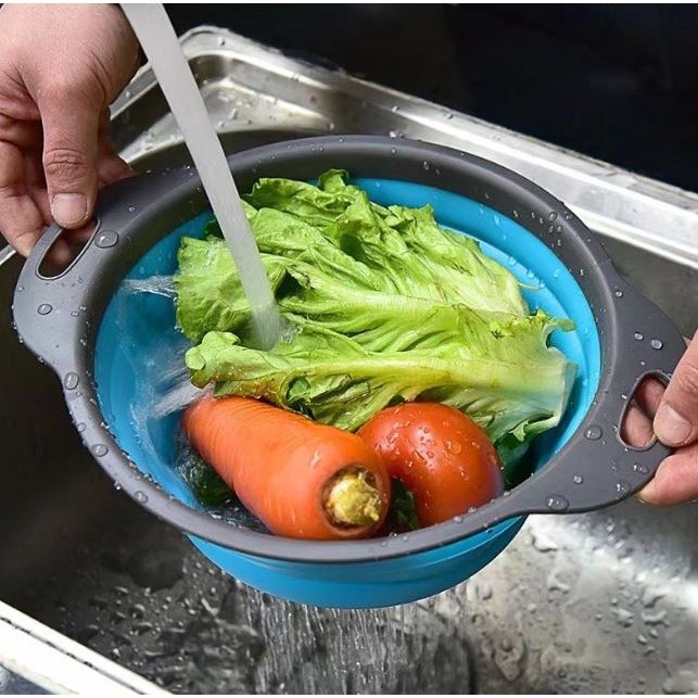 2pcs/set Round Water Filter Basket Telescopic Collapsible Folding Fruit (2449L) - Image 2