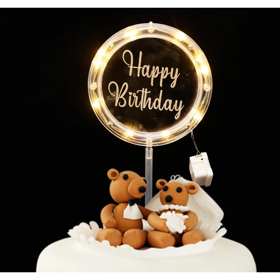 New LED Night Light Flashing Happy Birthday Cake Topper Luminous Rose for Valentine Day Wedding 带灯发光蛋糕装饰(2589L) - Image 5
