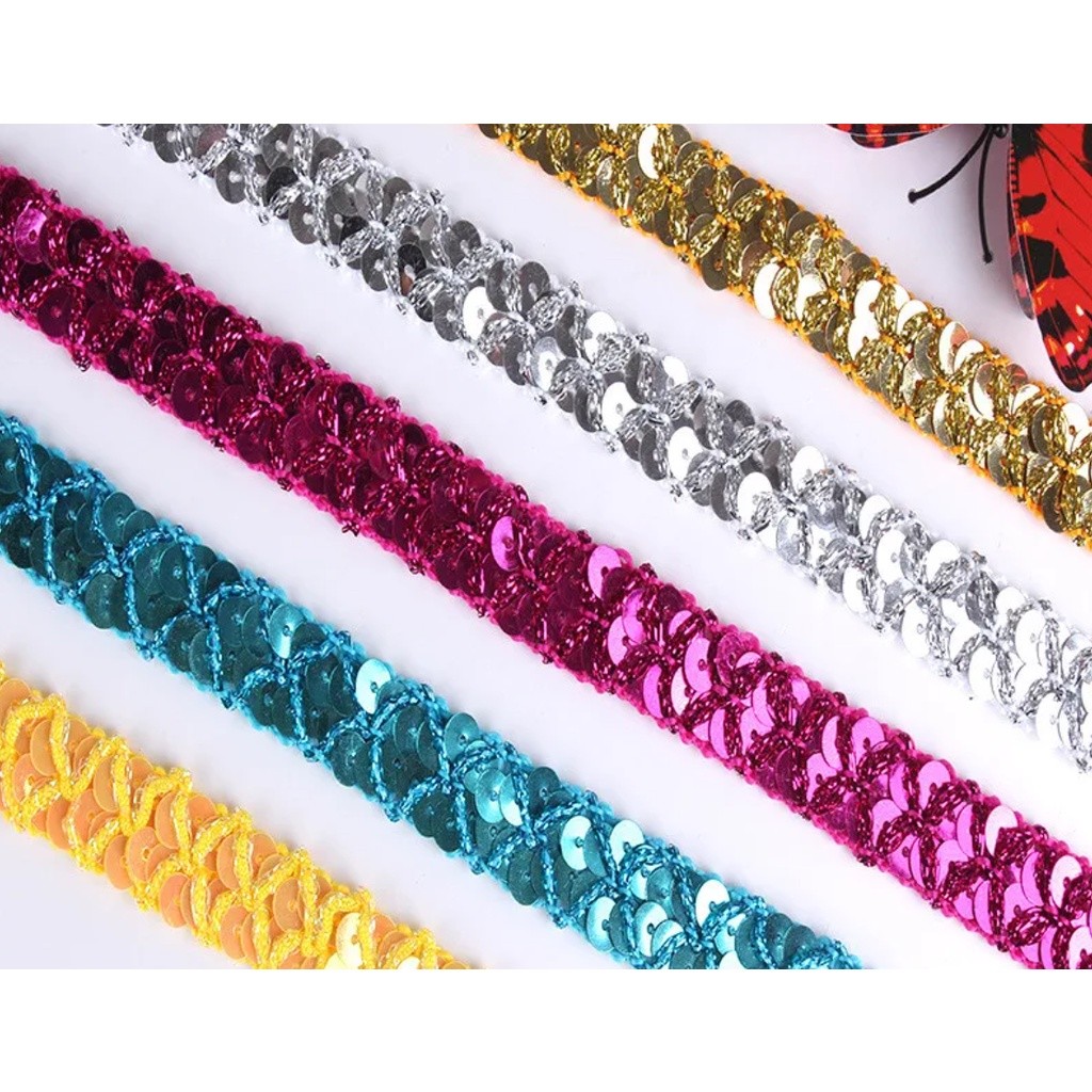 1yard 15mm Sequin Ribbon Lace Trimming Fabric Clother For Dress Clothes Headdress Bridal DIY Craft Sewing 亮片花边(2760L) - Image 3