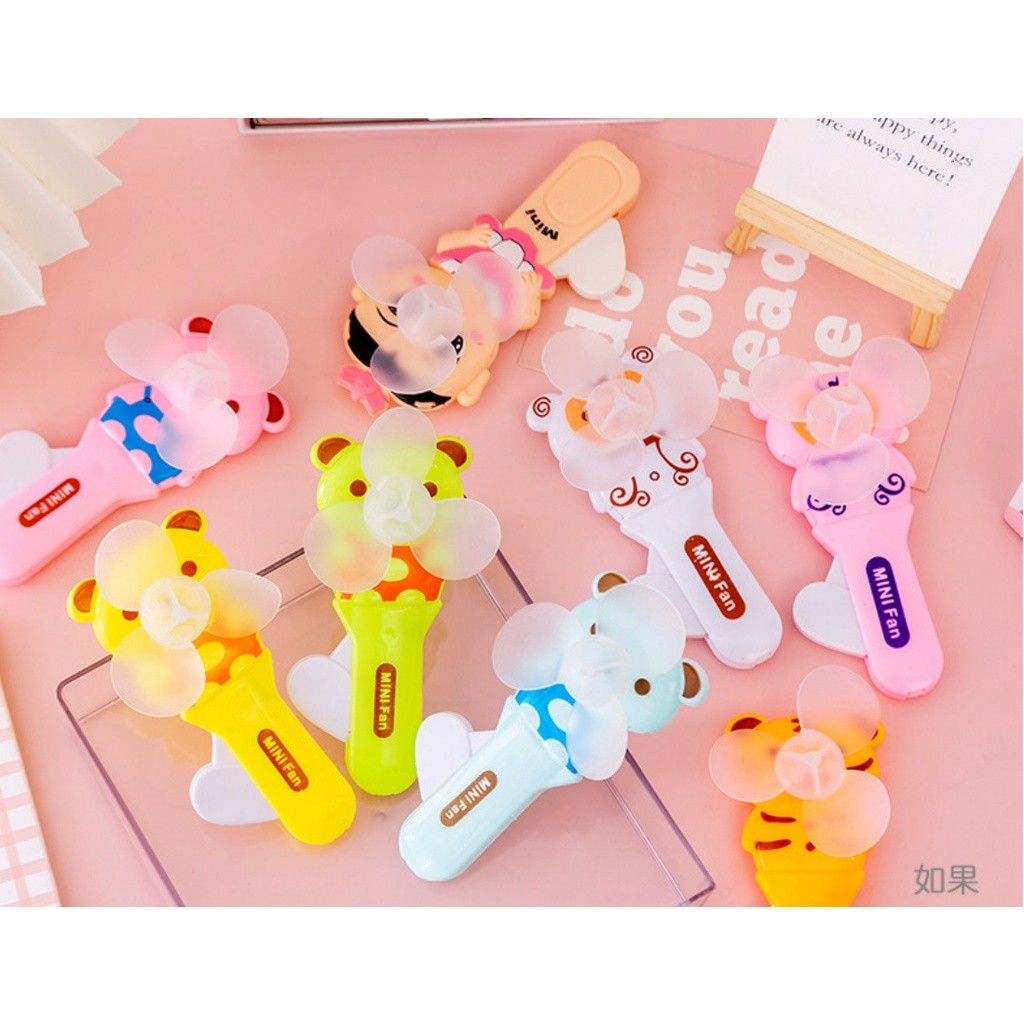 1pc Mini Portable Fan Child Portable Hand Pressure Fan Cute Creative Cartoon Small Fan with Protective Cover手压小风扇(2389L) - Image 6