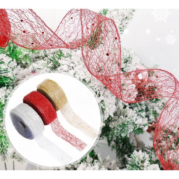 2yard 3.8/5/6.3cm Hollow Out Shiny Ribbon Christmas Gift Packaging Foldable Line Edge Craft Christmas Tree Decon (2653L)