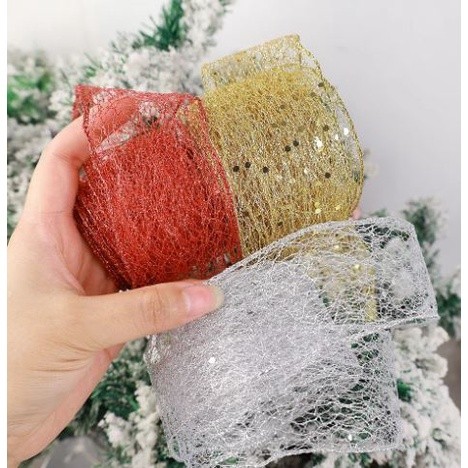 2yard 3.8/5/6.3cm Hollow Out Shiny Ribbon Christmas Gift Packaging Foldable Line Edge Craft Christmas Tree Decon (2653L) - Image 4