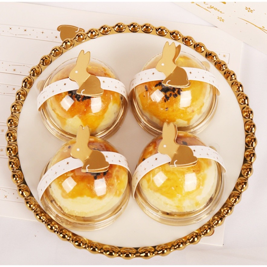 1sheet for Mooncake Rabbit Seal Stickers Egg Yolk Crisp Packaging Box Sticker Rabbit Paper Card 烫金兔子对卡贴纸封口贴(2402L) - Image 9