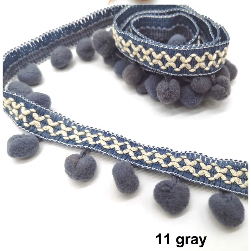 1yard Pom Pom Trim Lace Fabric Sewing Accessories Pompons Trim tassel Ball Fringes Ribbon Sewing Lace 彩色毛球花边(2671L) - Image 13