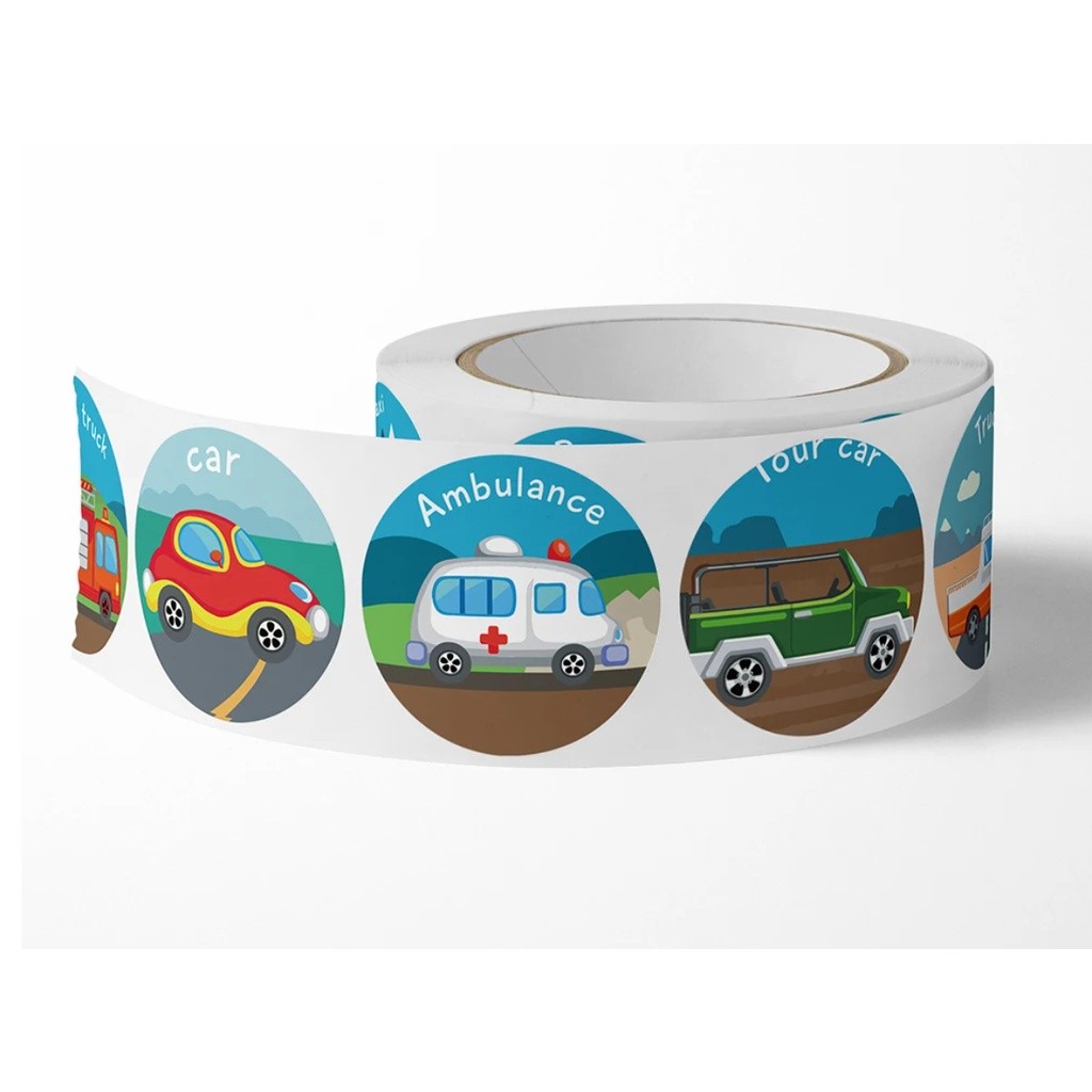 500pcs Vehicle Thank You Stickers Cute Cartoon Ambulance Taxi Teacher Reward Sticker for Kids 卡通拖拉机小汽车不干胶(2742L) - Image 5