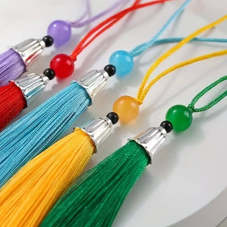 Bookmark Tassel Hanging Tassel with Silver Cap Colored Beads High Quality Beauty Decoration DIY Jewelry Craft (2730L)